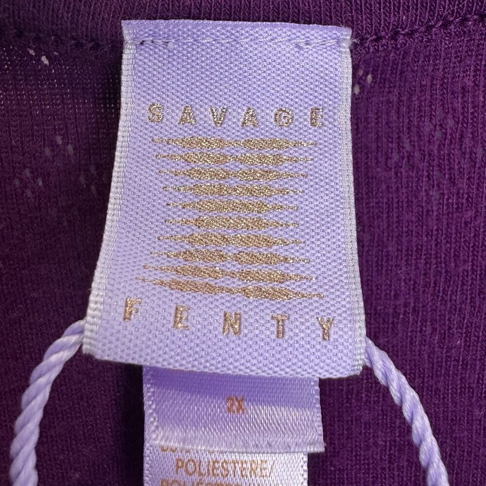 Savage X Fenty Keep It Casual Knit Sleep Tank Top 2X Purple Pointelle Longline - Picture 5 of 7